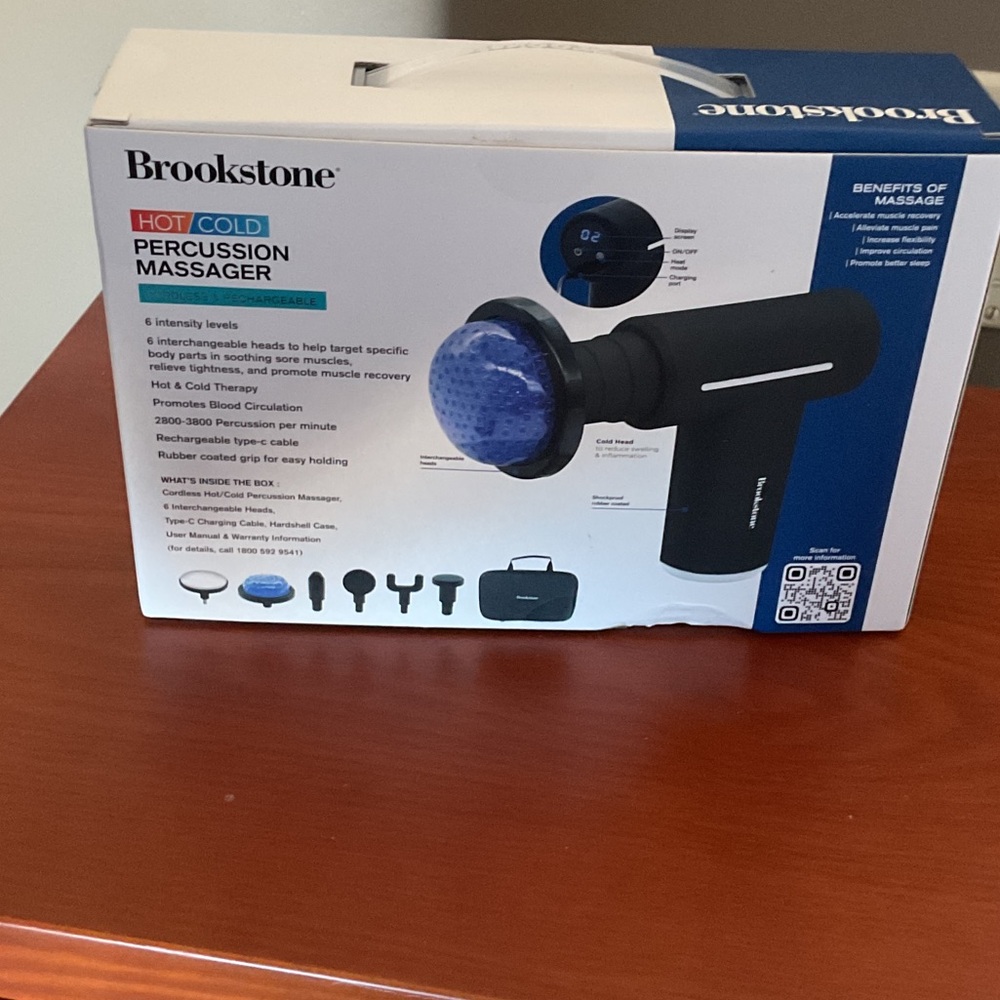 Brookstone Hot Cold Percussion Massager - Black and Blue